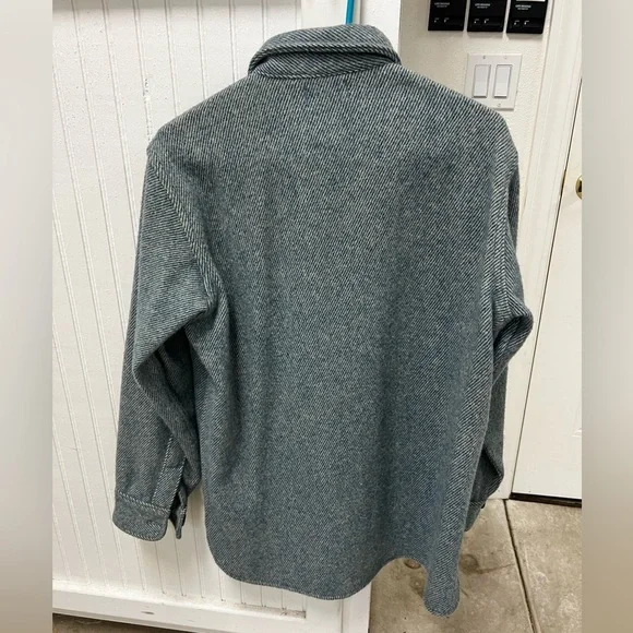 Vintage Men’s Medium Blue Wool Button Down Shirt - Picture 9 of 11